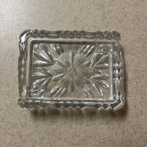 Vintage Floral Etched Glass Ashtray